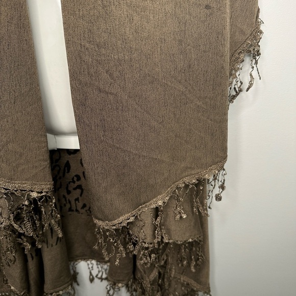 Papillon Vest Animal Print Brown Wrap Shawl Large - Picture 3 of 9